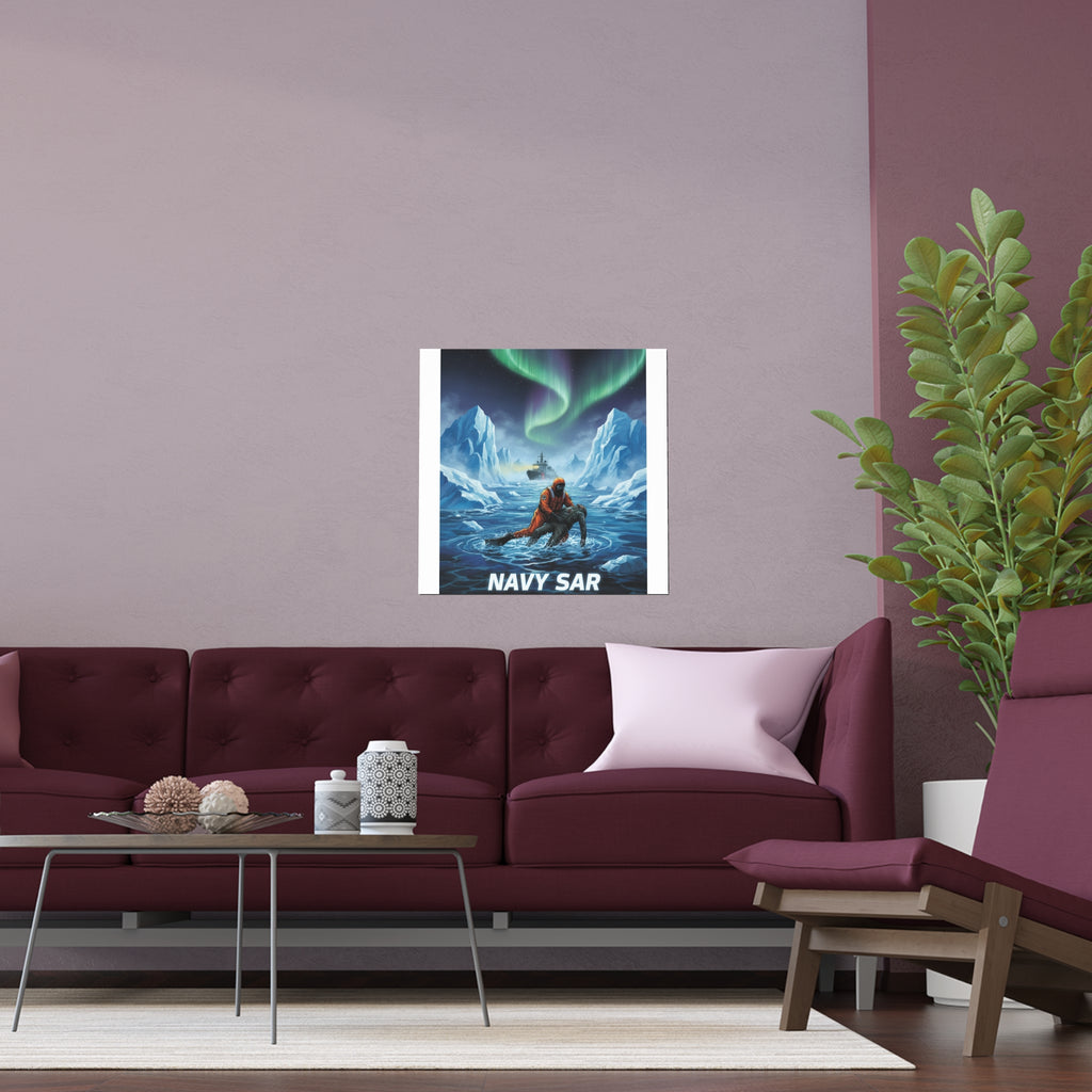 Silk Poster — 'Navy SAR Knows No Limits' Arctic Rescue Wall Art (Indoor/Outdoor)