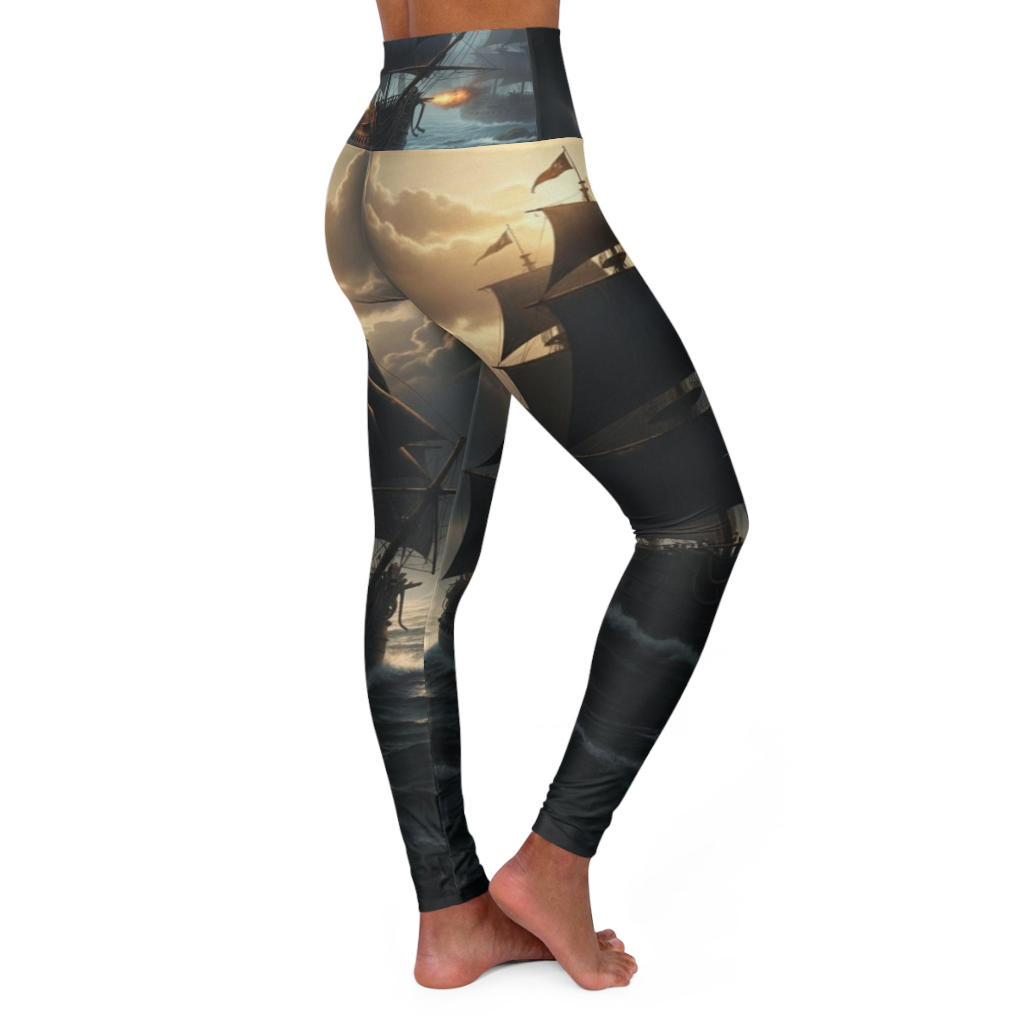 Celestial Sailboat High-Waist Yoga Leggings