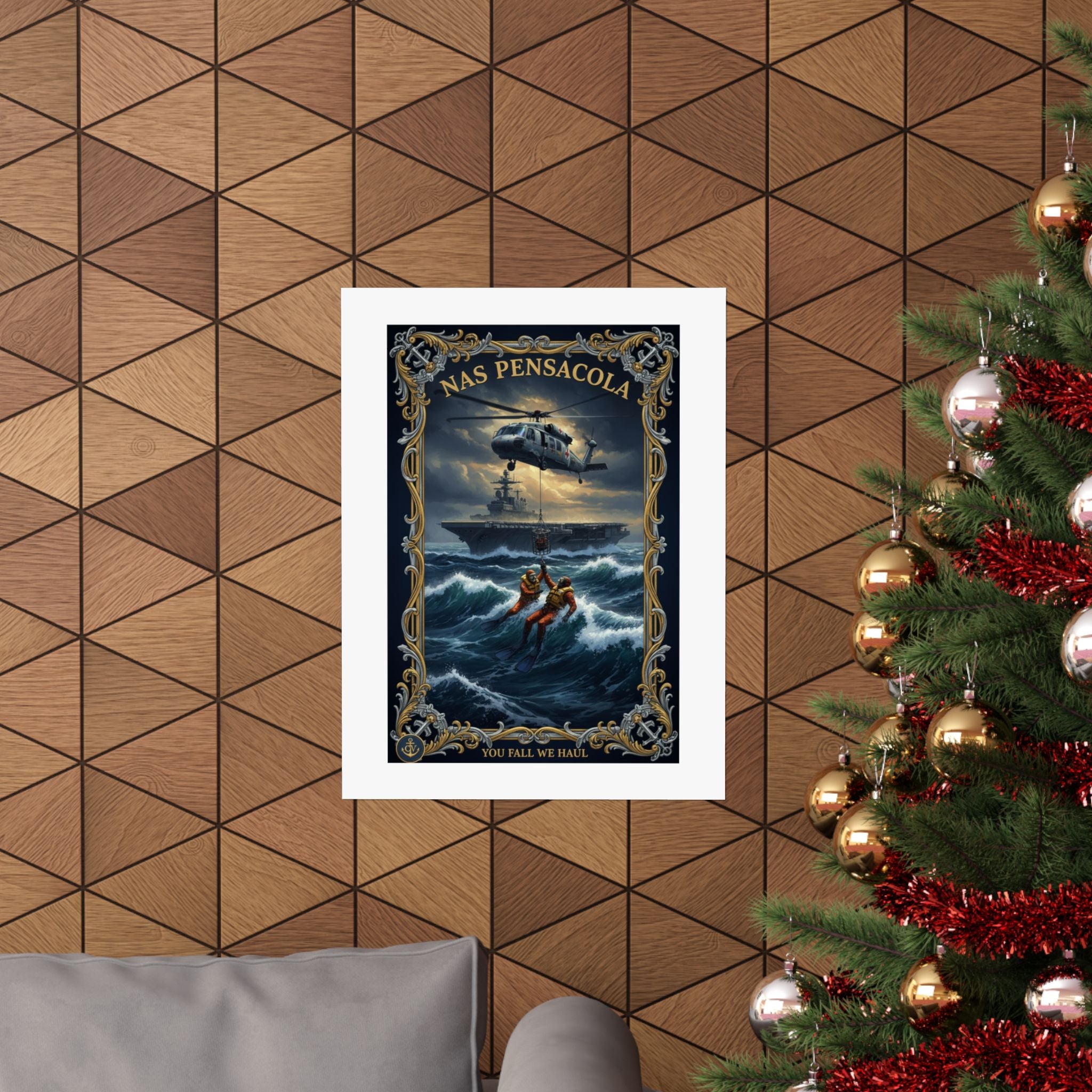 NAS Pensacola Rescue Poster — Matte Vertical Military Wall Art