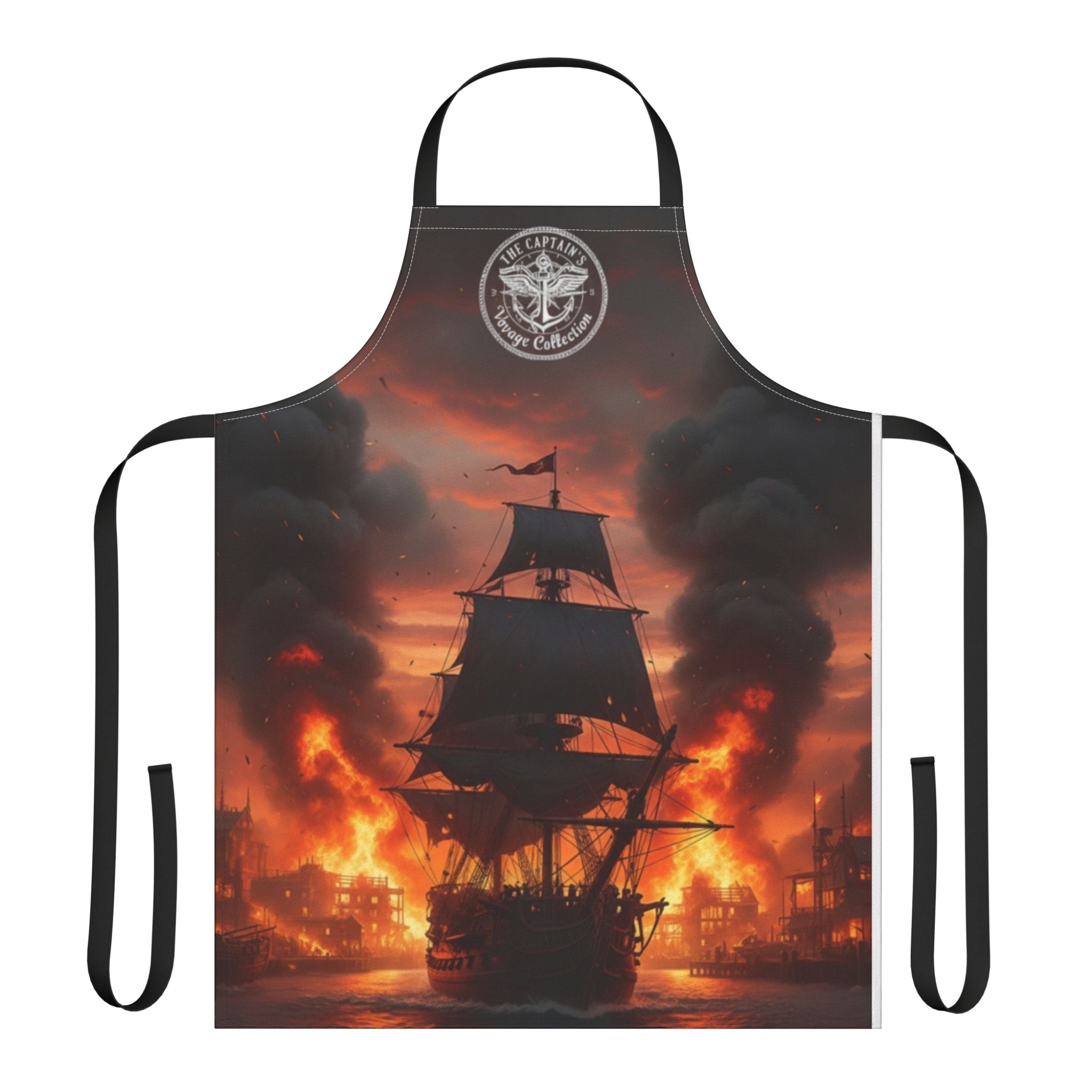 Pirate Ship on Fire Apron – Dramatic Nautical Cooking Apron