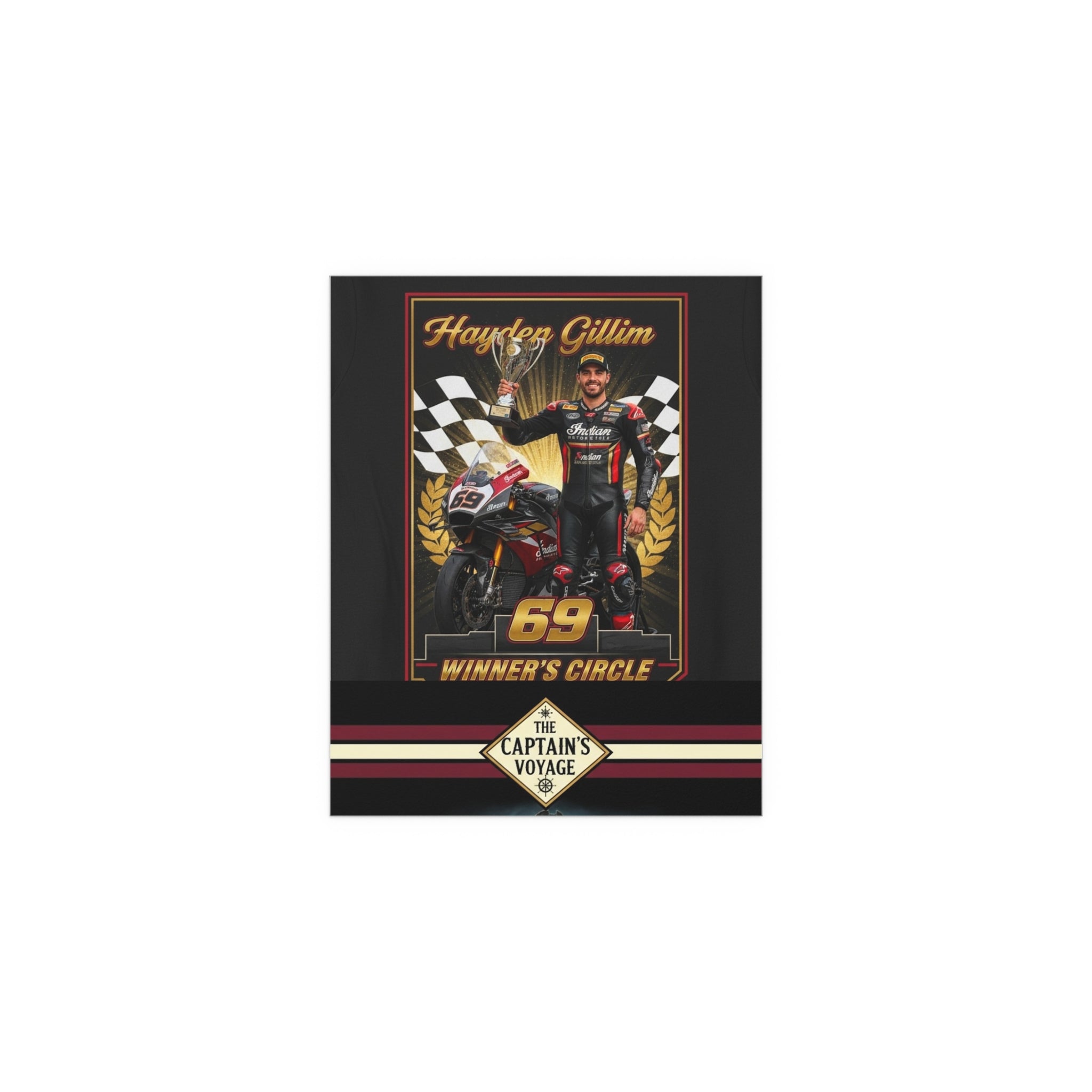 Racing Champion Silk Poster — “Winner’s Circle 69” Motorcycle Wall Art (Indoor/Outdoor)
