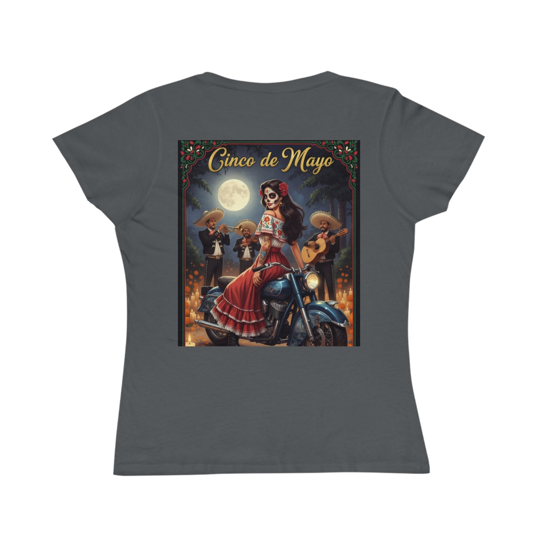Cinco de Mayo Day of the Dead Motorcycle T‑Shirt — Día de Muertos Pinup Tee