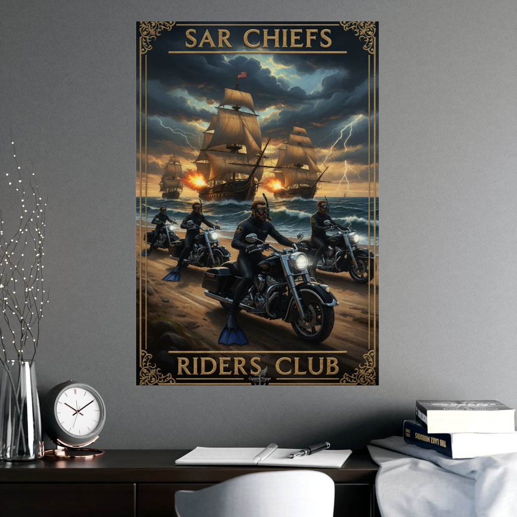 Riders Club Matte Poster — Sea Captain Bikers Vintage Nautical Wall Art