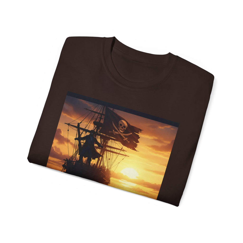 Pirate Ship Sunset Tee – Nautical Pirate Skull Graphic T-Shirt