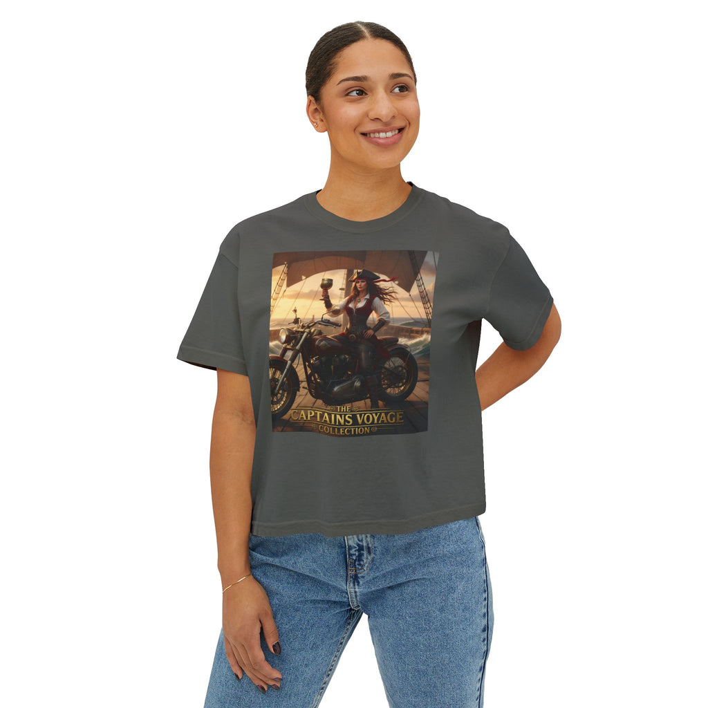 Boxy Tee — Captains Voyage Vintage Motorcycle & Sailing Graphic