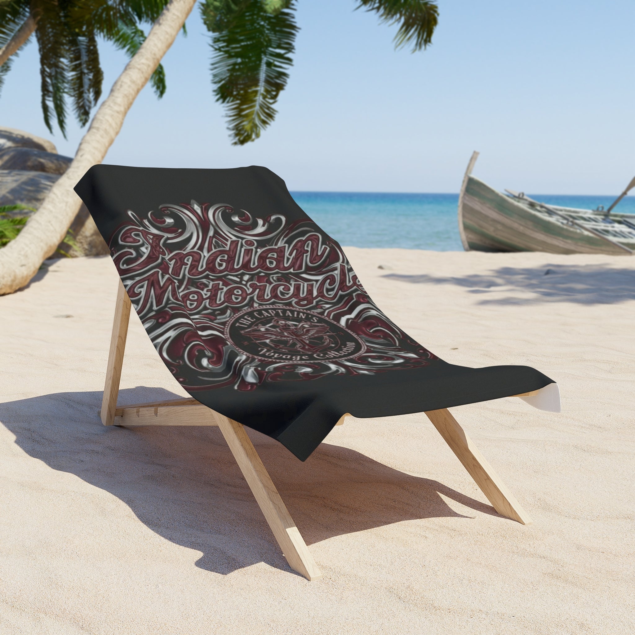 Indian Motorcycle Vintage Logo Beach Towel - Retro Biker Graphic