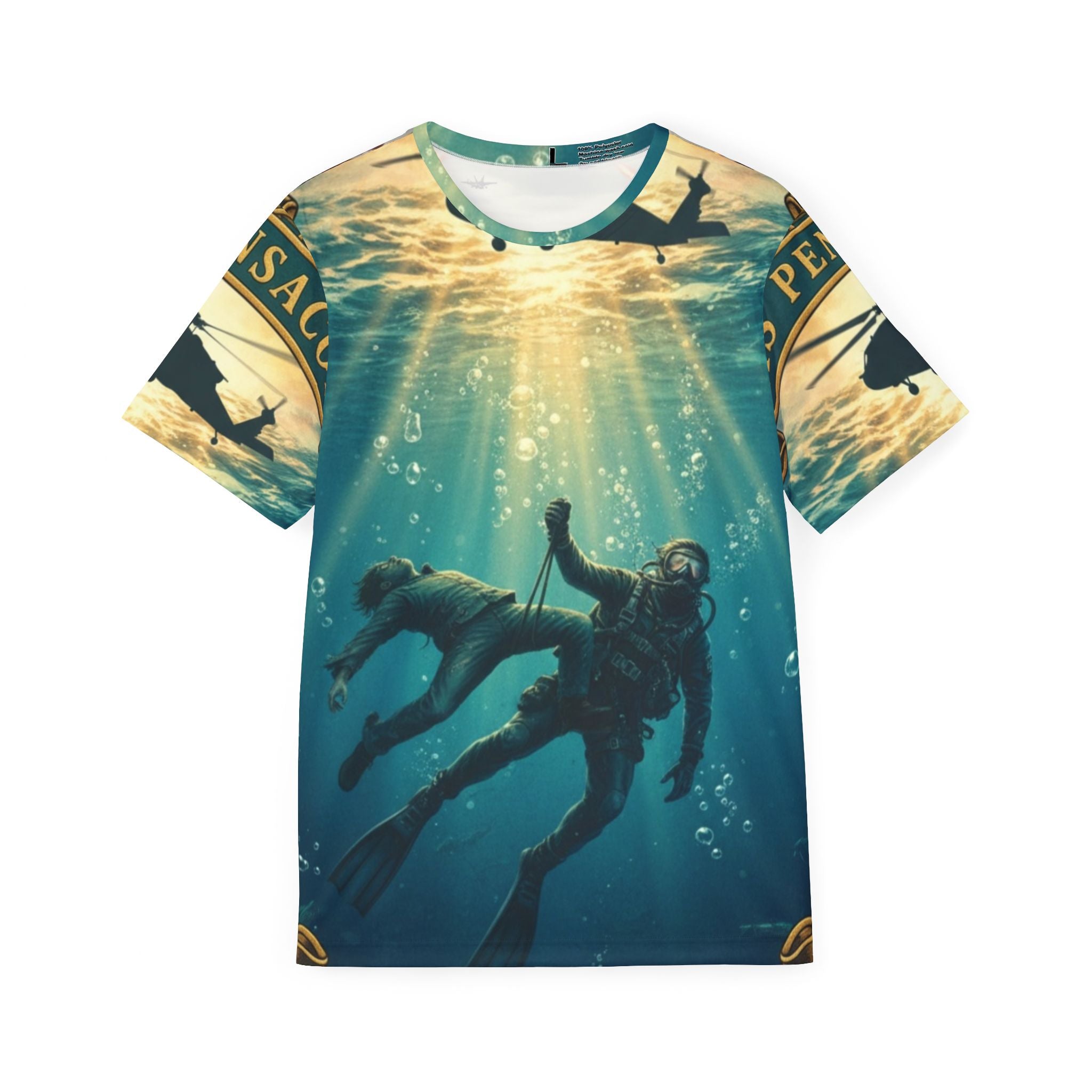 Diver Rescue All-Over Print Sports Jersey — Military Paratrooper Underwater Scene