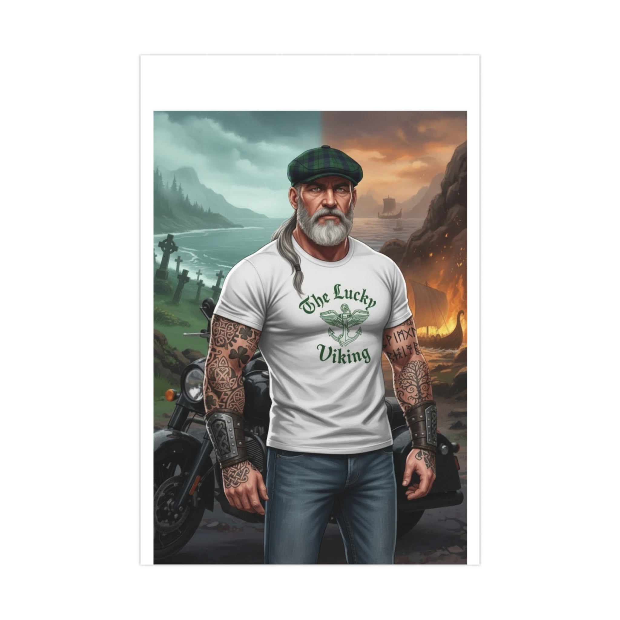 Matte Poster - "The Lucky Viking" Tattooed Norse Warrior Wall Art
