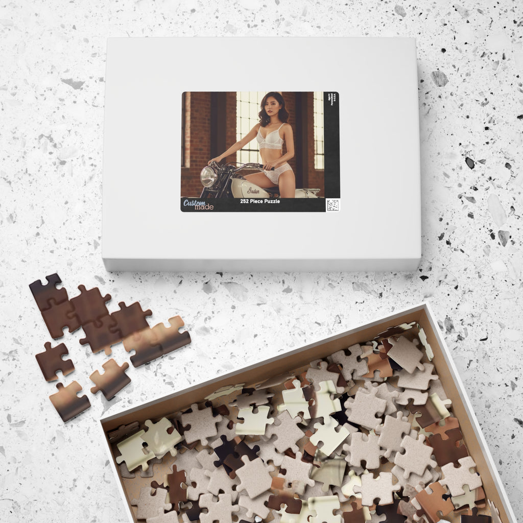 Vintage Motorcycle Pin-Up Puzzle – 520/1014 Piece Photo Jigsaw