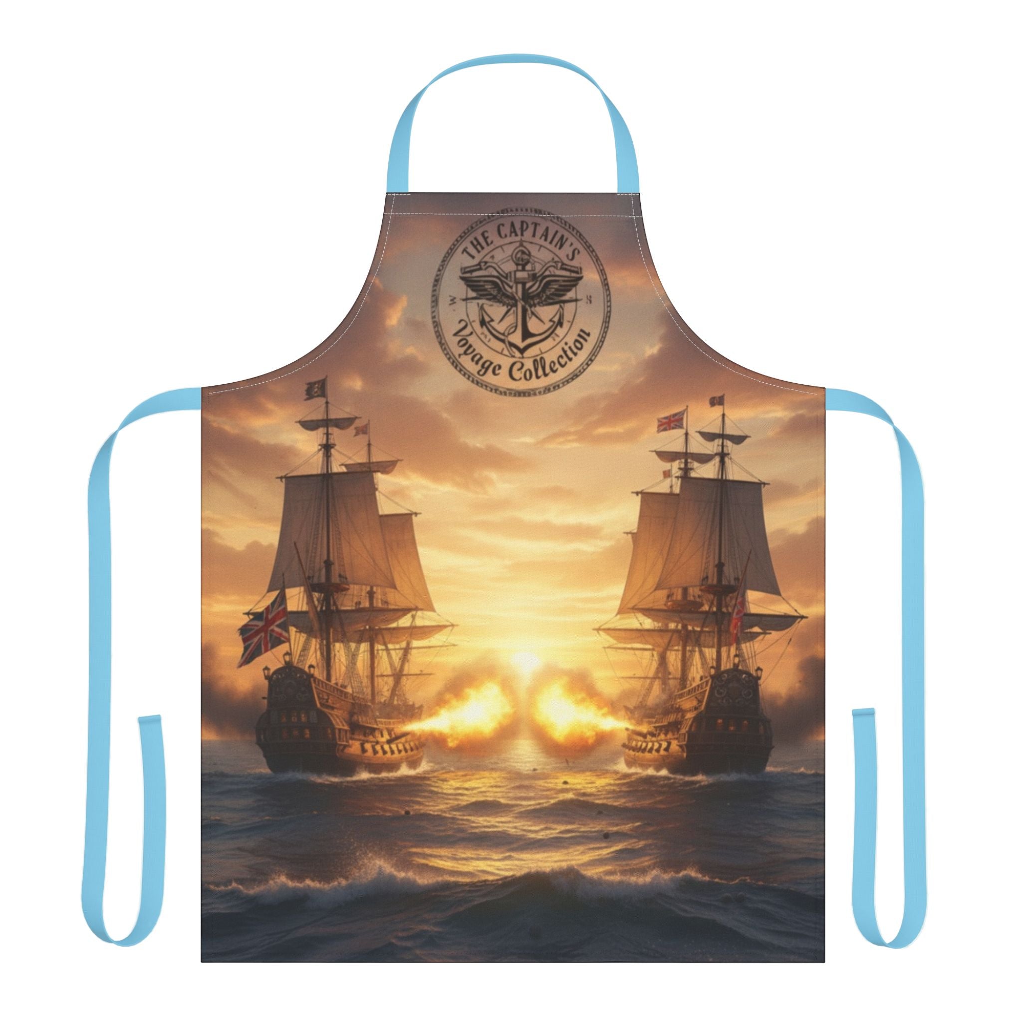 Nautical Sunset Ship Apron — Vintage Pirate Captain Kitchen Apron