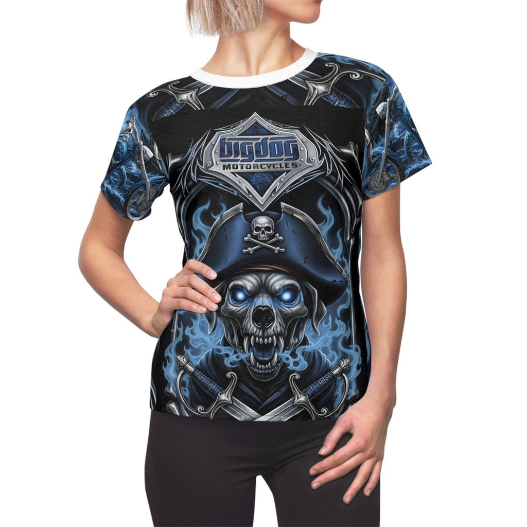 Skull Pirate Motorcycle Tee — Women's Cut & Sew