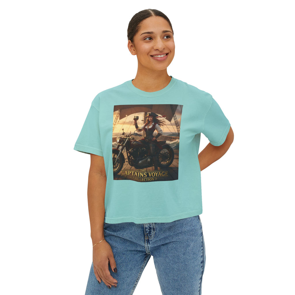 Boxy Tee — Captains Voyage Vintage Motorcycle & Sailing Graphic