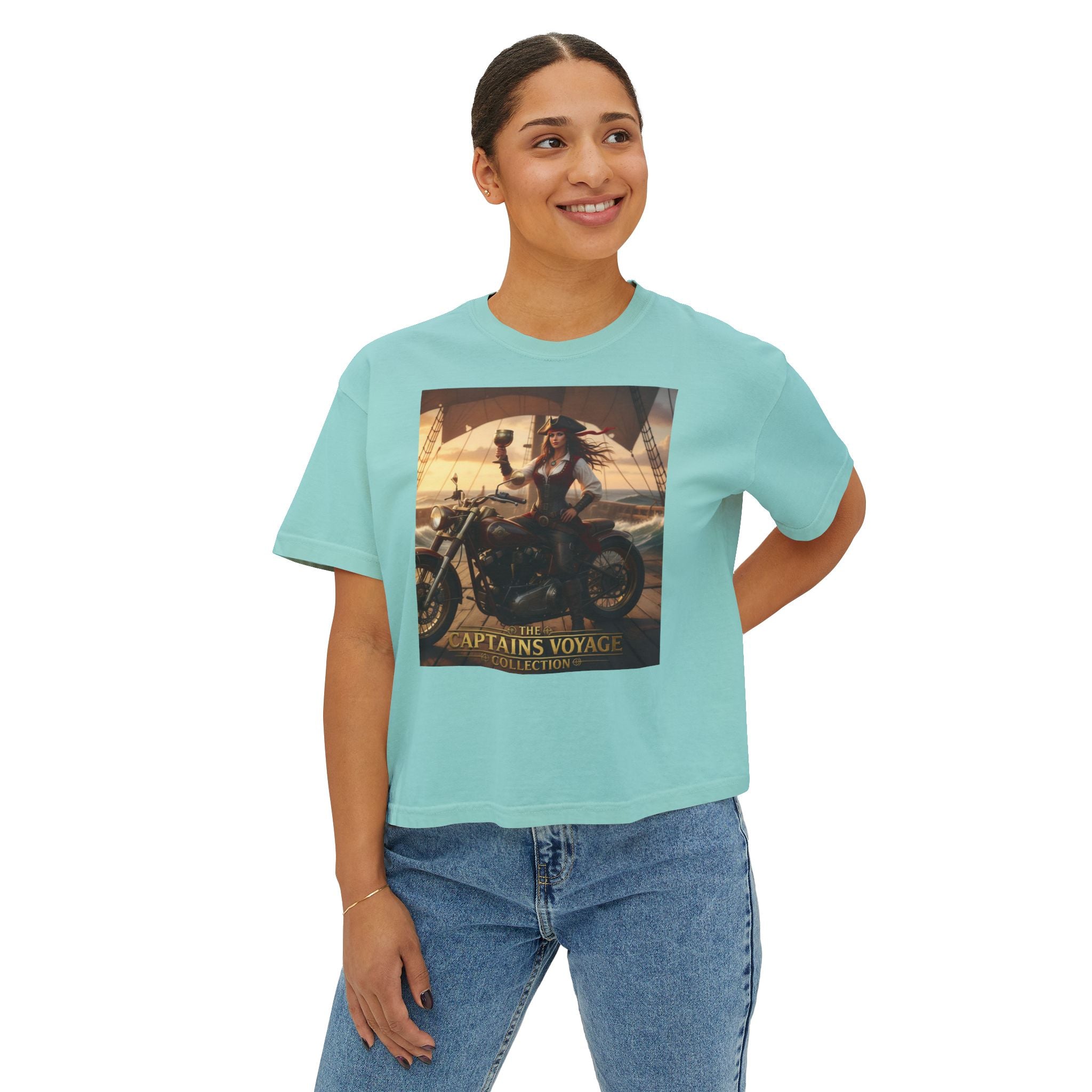 Boxy Tee — Captains Voyage Vintage Motorcycle & Sailing Graphic