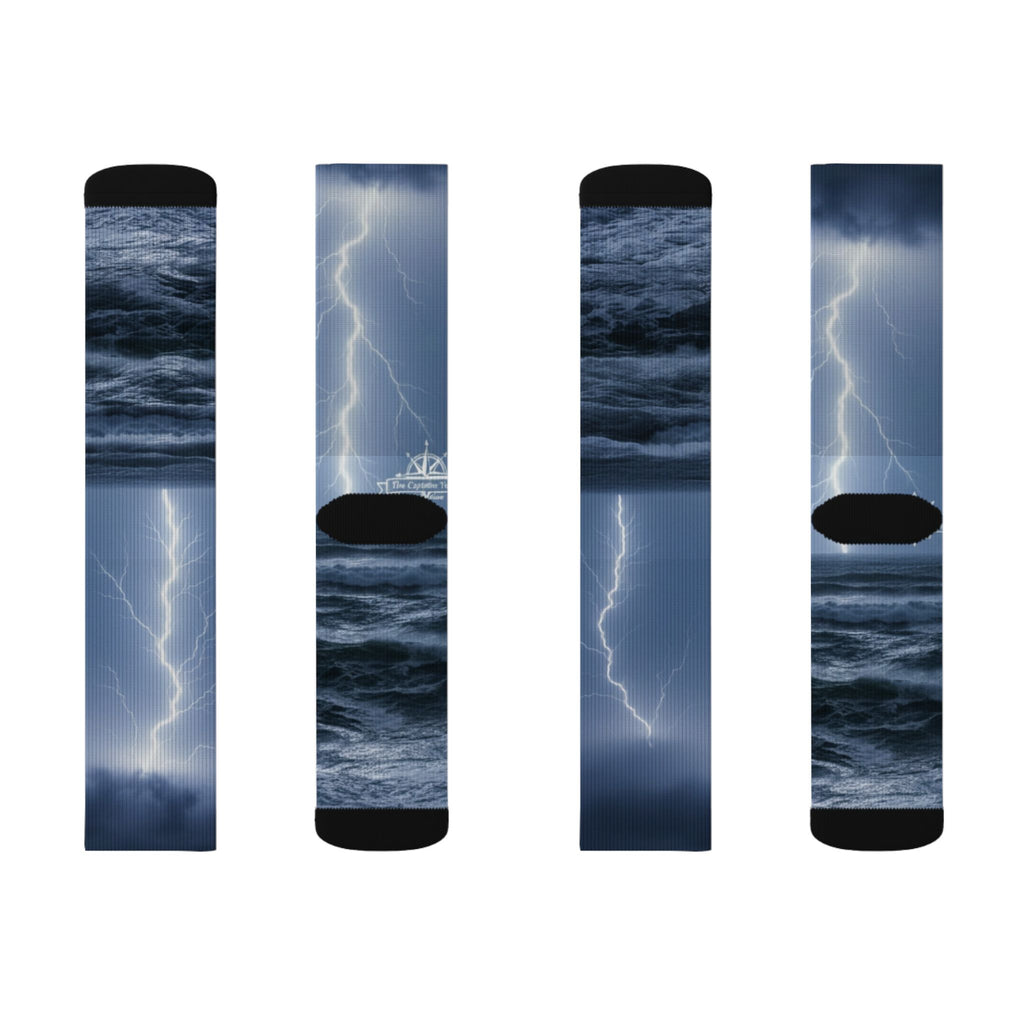 Storm Lightning Sublimation Socks — Nautical Thunder Crew Socks