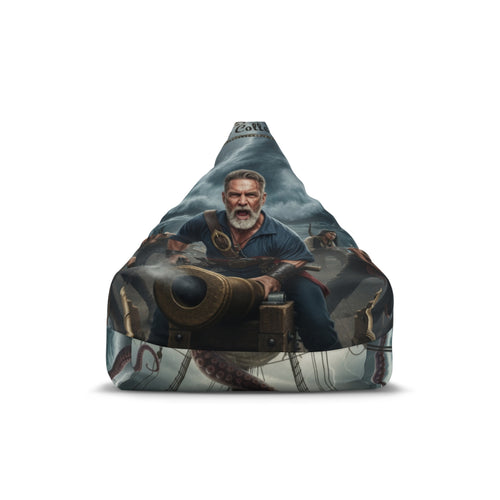 Bean Bag Chair Cover — Stormy Sea Pirate Captain & Kraken Illustration