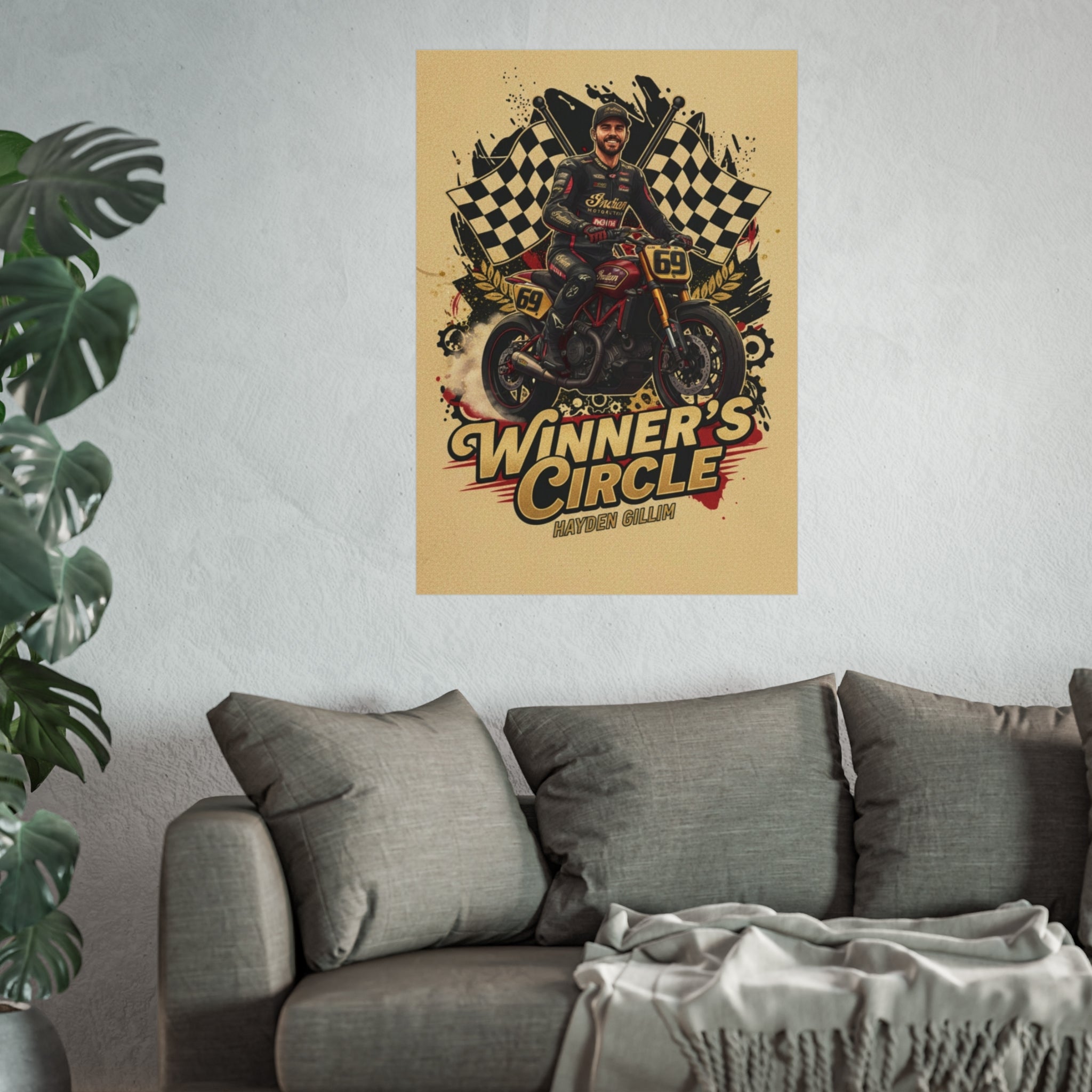 Winner's Circle Motorcycle Poster — Vintage Racing Fine Art Print