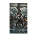 Pirate Kraken Battle Hand Towel — Nautical Pirate Ship Coastal Decor