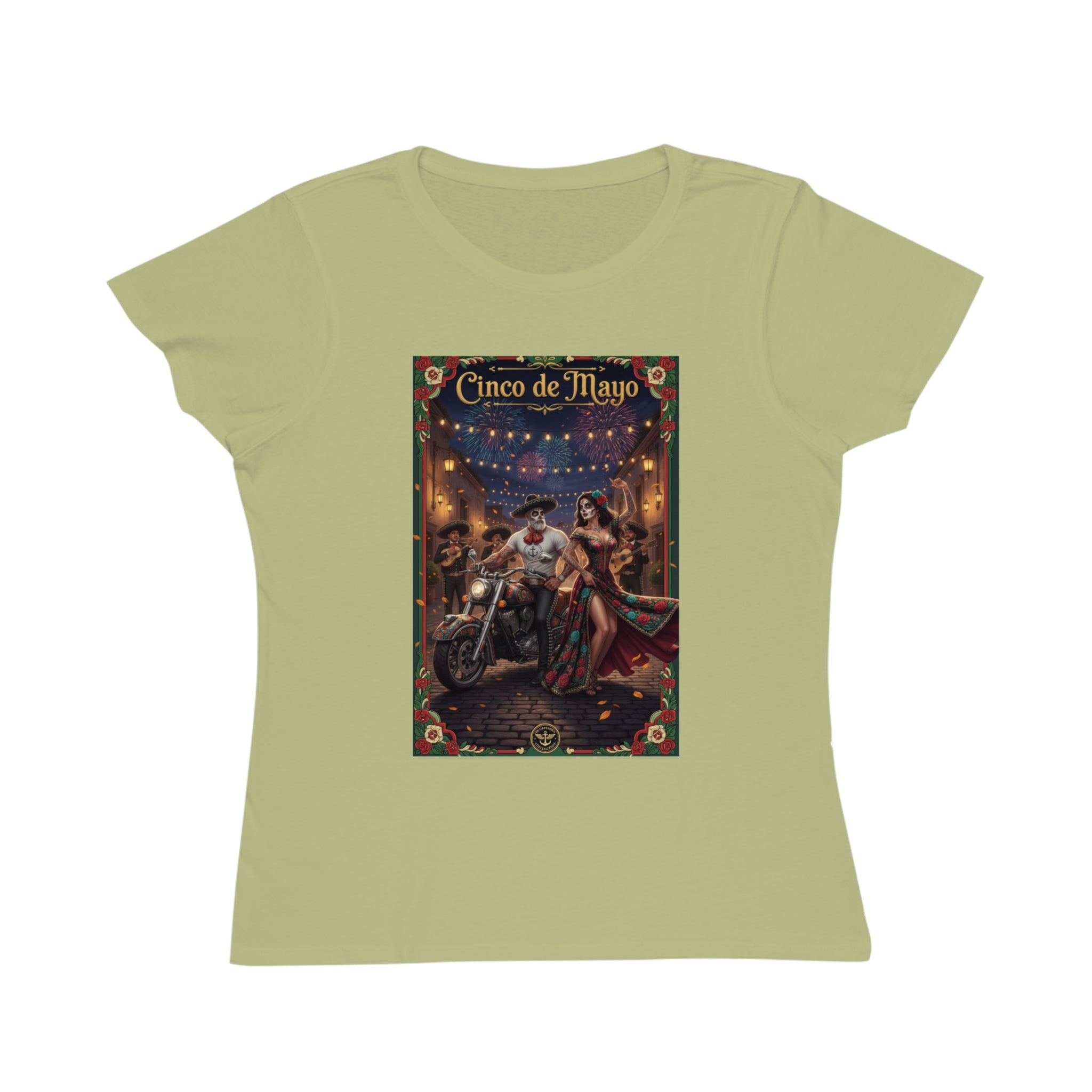 Cinco de Mayo Day of the Dead Motorcycle T‑Shirt — Día de Muertos Pinup Tee