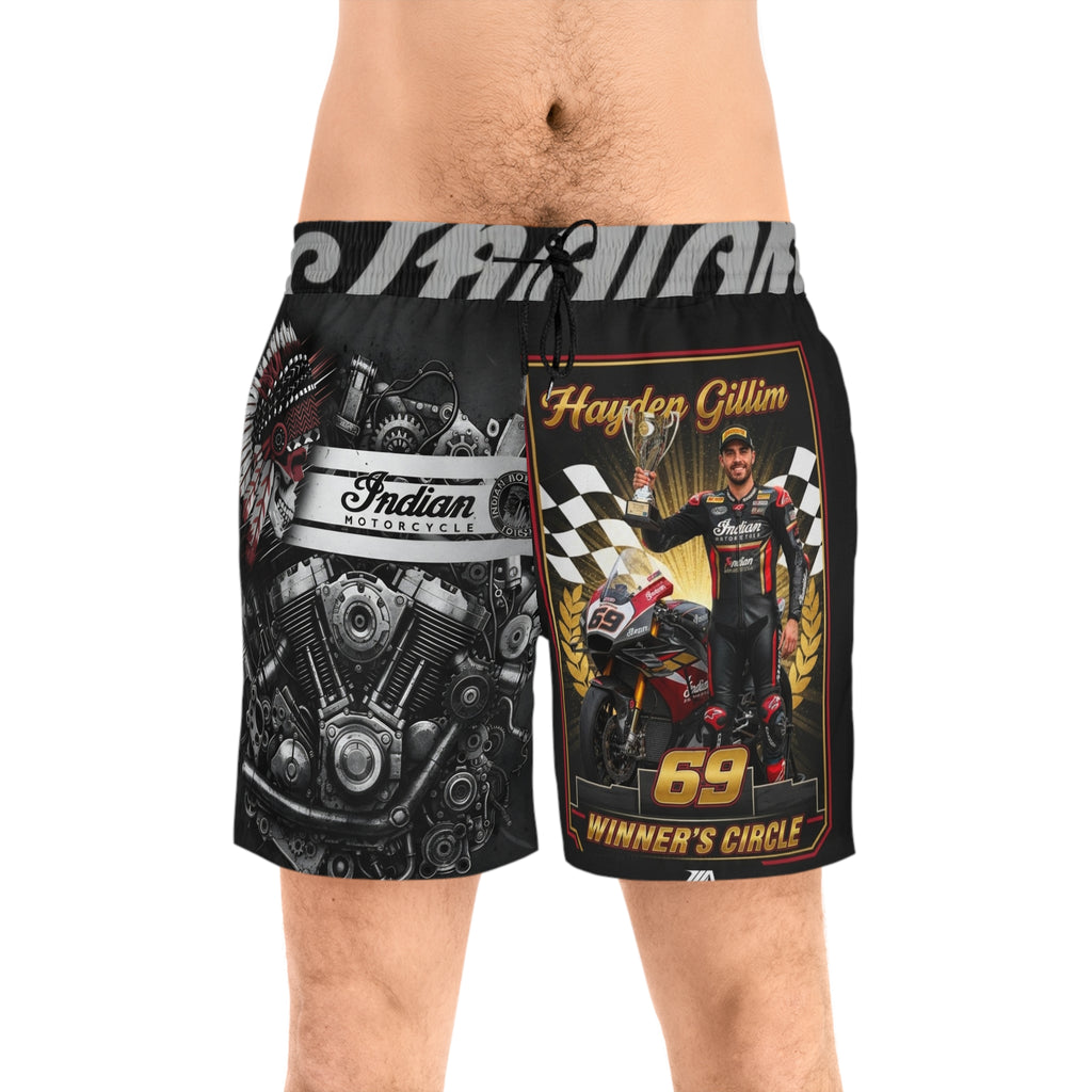 Winner's Circle 69 Racing Swim Shorts — Hayden Gillim Indian Motorcycle AOP
