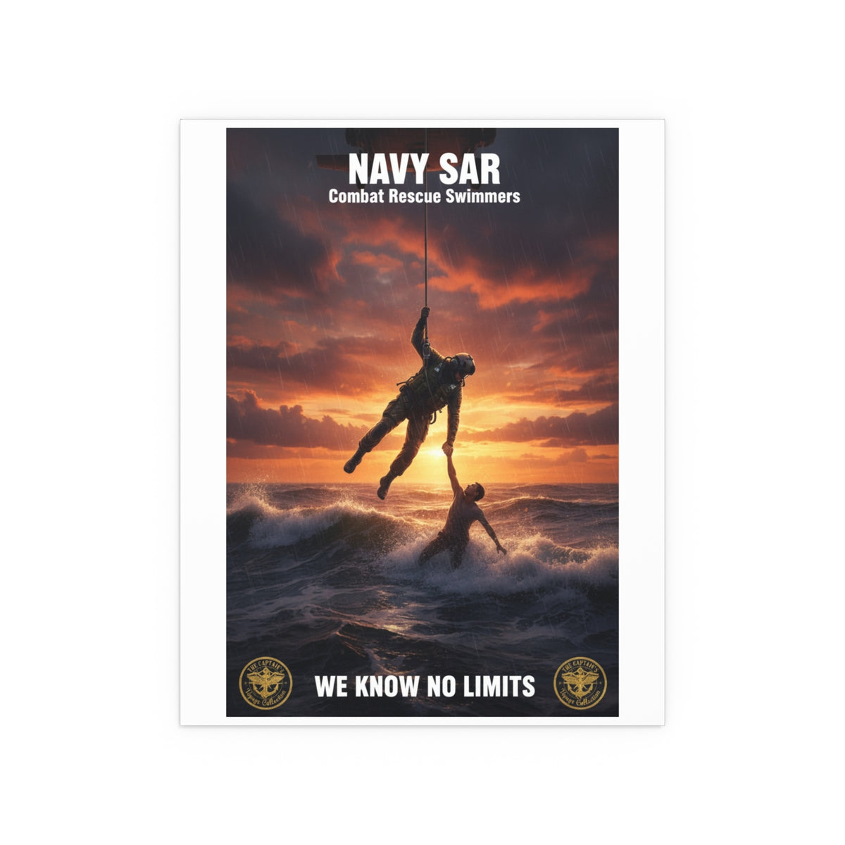 Navy SAR Combat Rescue Swimmers Silk Poster — “We Know No Limits” Indoor/Outdoor Wall Art