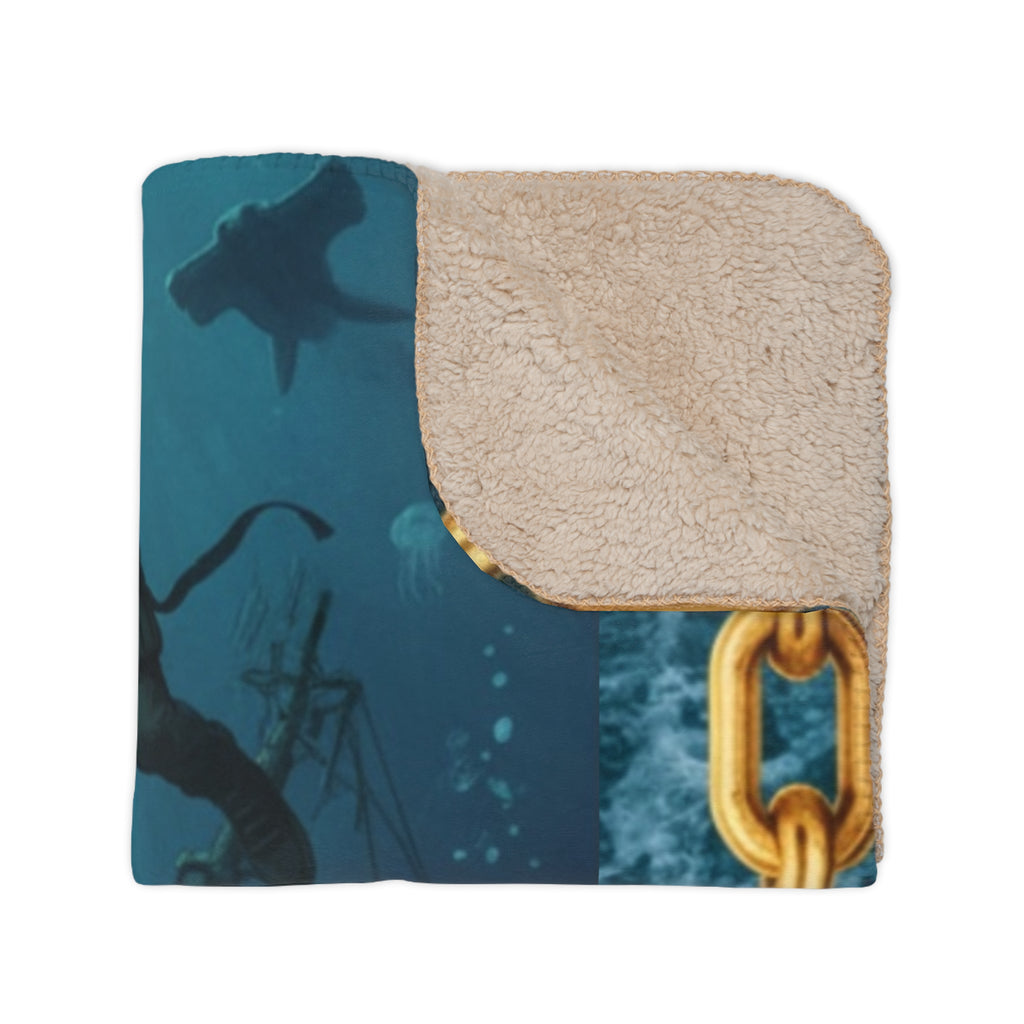 Sherpa Blanket — Vintage Deep Sea Divers Shipwreck Art Throw