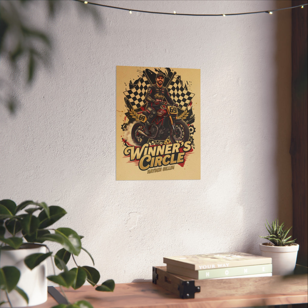 Winner's Circle Motorcycle Poster — Vintage Racing Fine Art Print