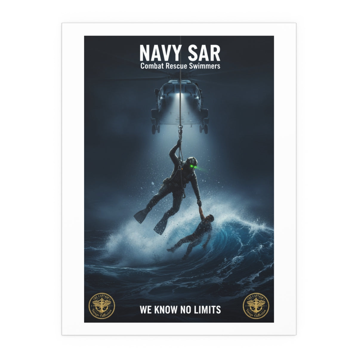 Navy SAR Combat Rescue Swimmers Silk Poster – “We Know No Limits” Indoor/Outdoor Print