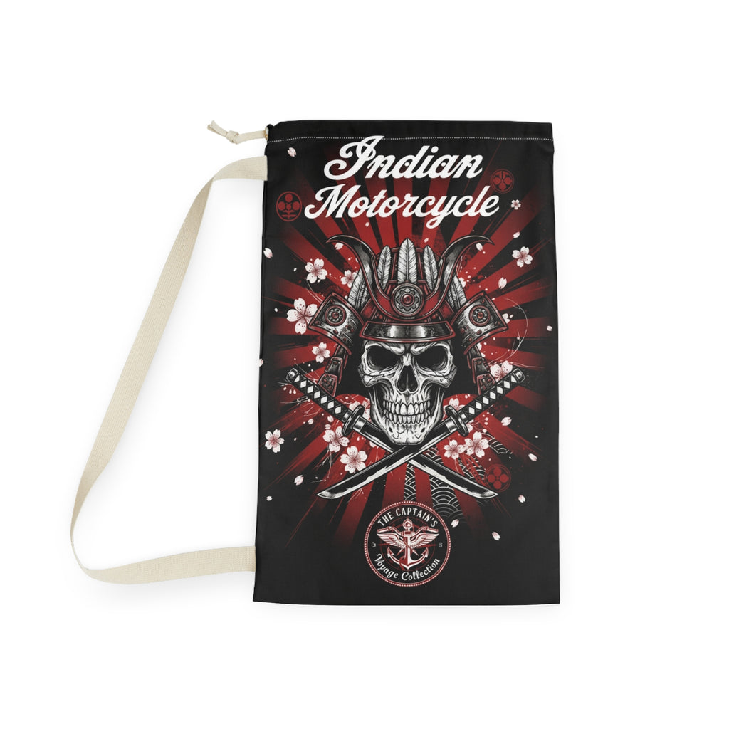 Indian Motorcycle Skull Laundry Bag — Biker Skull Drawstring Wash Bag