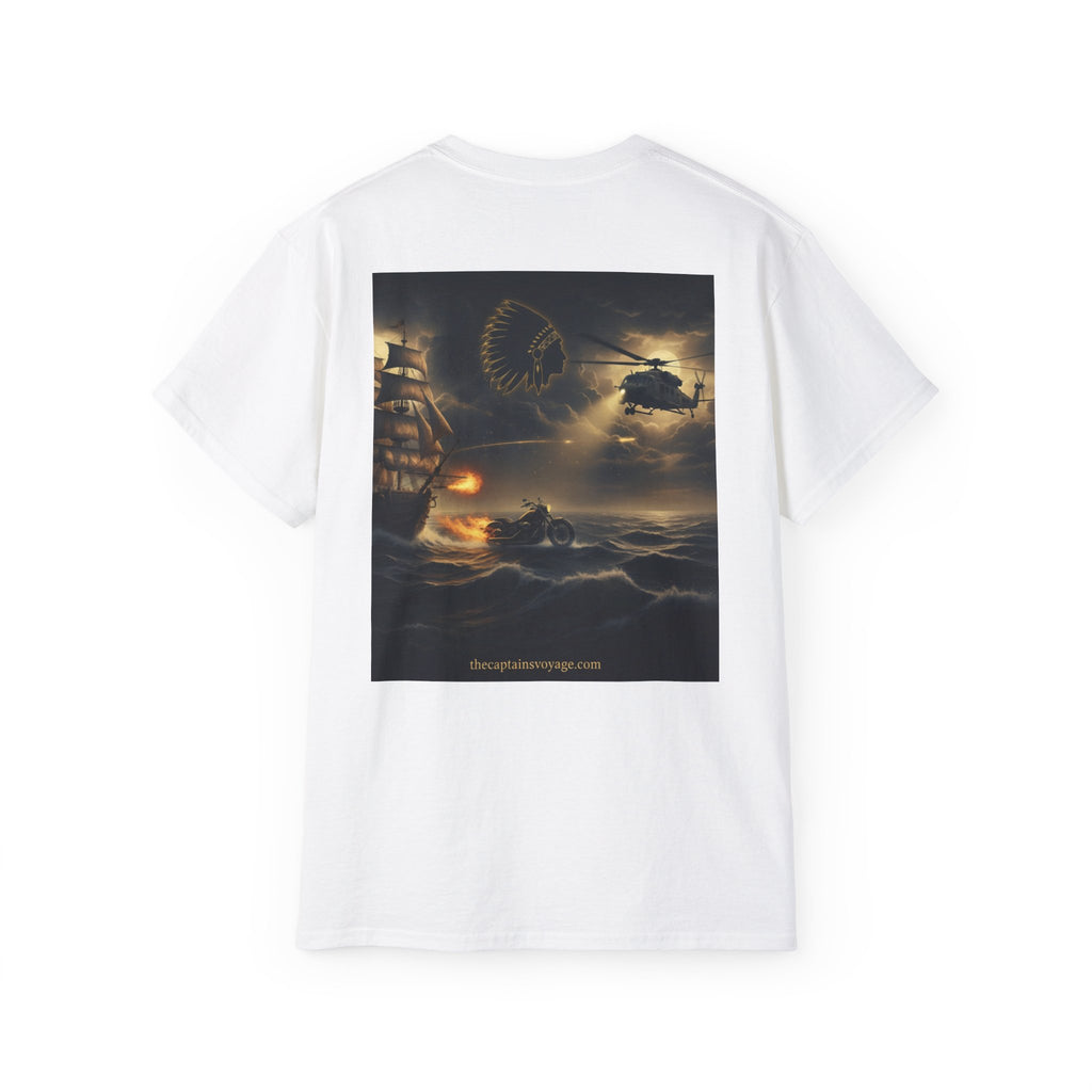 Adventure Motorcycle Tee — Fiery Rider & Nautical Voyage Graphic T-Shirt