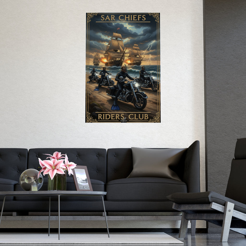 Riders Club Matte Poster — Sea Captain Bikers Vintage Nautical Wall Art