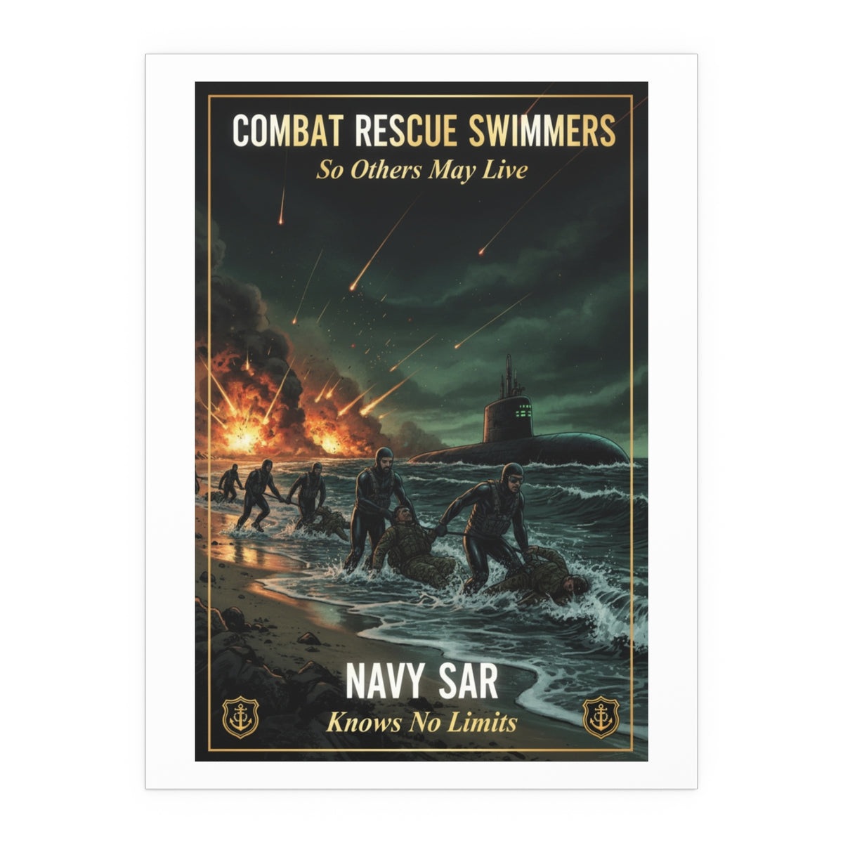 Navy SAR Combat Rescue Swimmers Silk Poster — 'So Others May Live' Indoor/Outdoor Print