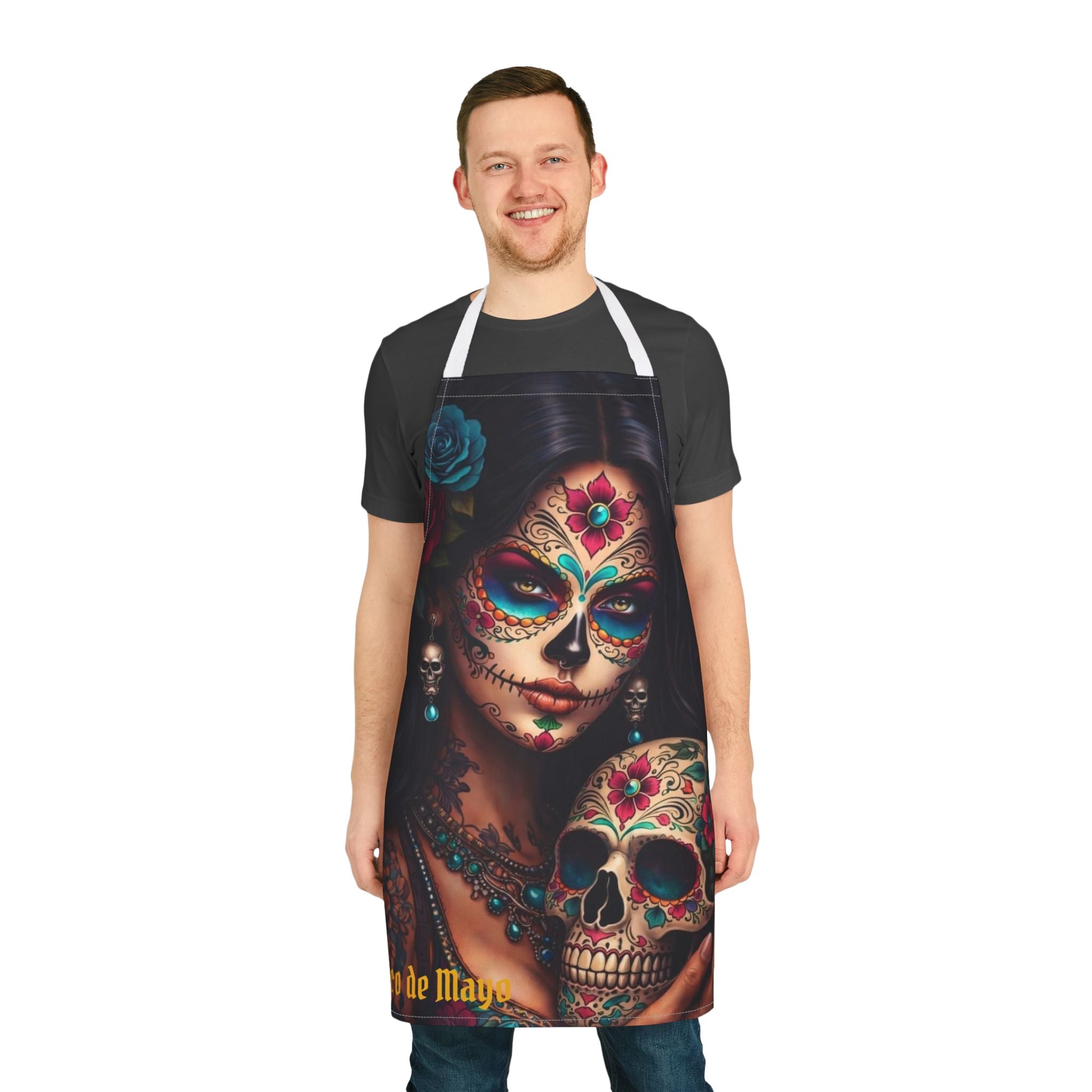 Day of the Dead Sugar Skull Apron — Cinco de Mayo Decorative Kitchen Apron