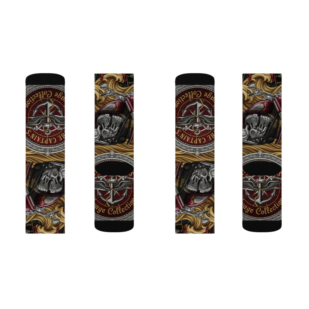 Skull & Anchor Sublimation Socks — Nautical Pirate Crew Graphic Socks