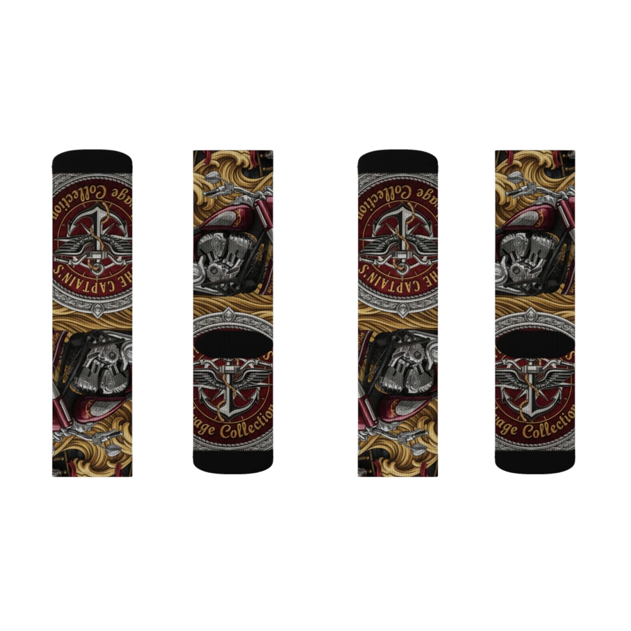 Skull & Anchor Sublimation Socks — Nautical Pirate Crew Graphic Socks