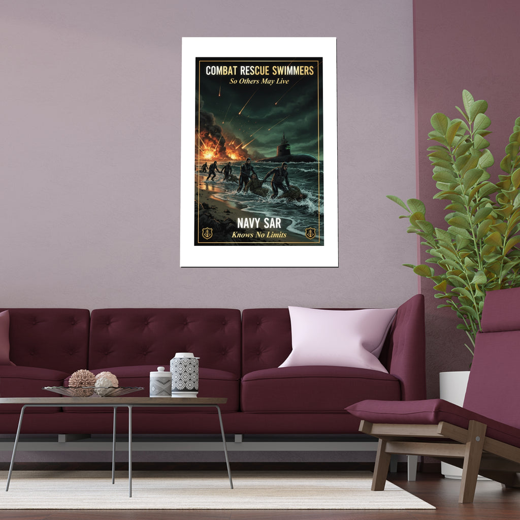 Navy SAR Combat Rescue Swimmers Silk Poster — 'So Others May Live' Indoor/Outdoor Print