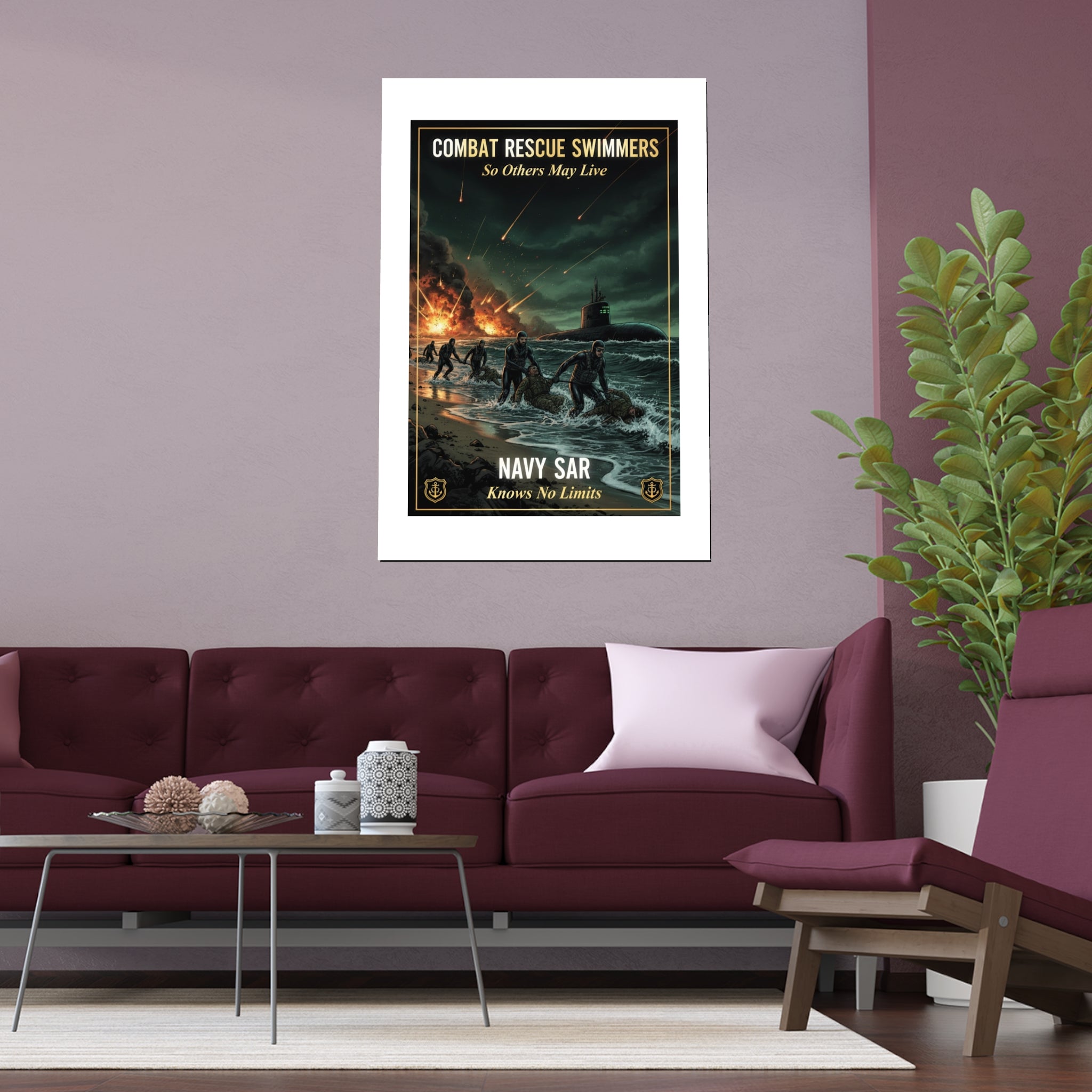 Navy SAR Combat Rescue Swimmers Silk Poster — 'So Others May Live' Indoor/Outdoor Print