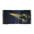 Rescue Diver Beach Towel — Night Sea Search & Lifeguard Spotlight Design