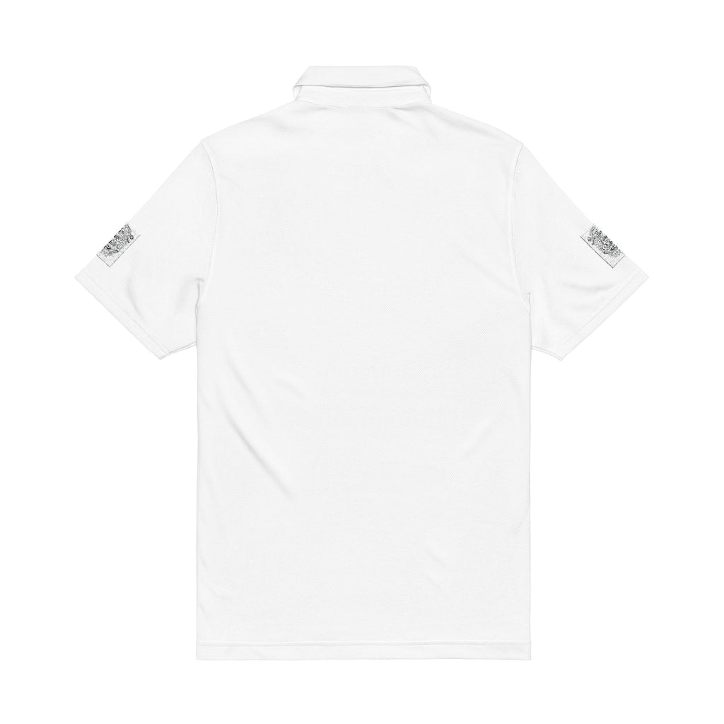 Men's White Embroidered Polo Shirt — Nautical Compass Chest & Sleeve Logo