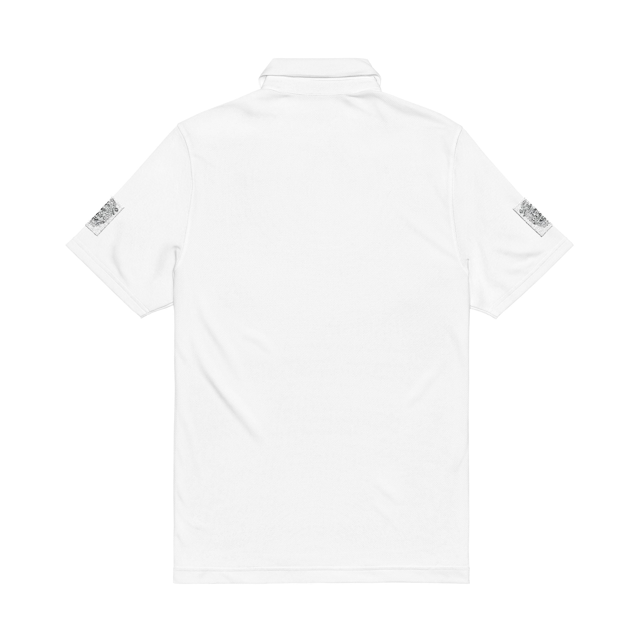 Men's White Embroidered Polo Shirt — Nautical Compass Chest & Sleeve Logo