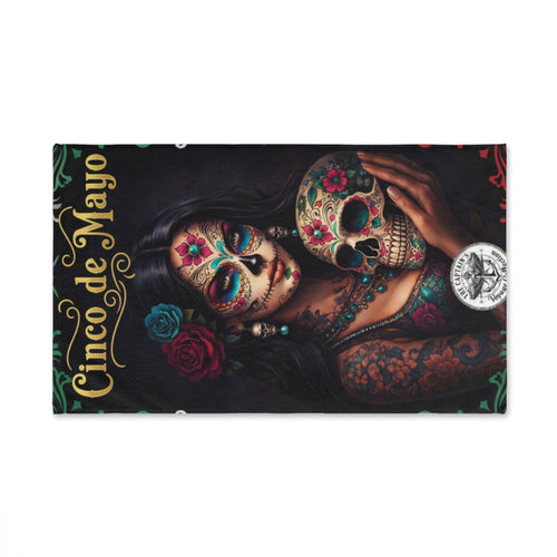 Cinco de Mayo Sugar Skull Hand Towel — Day of the Dead Decorative Kitchen Towel