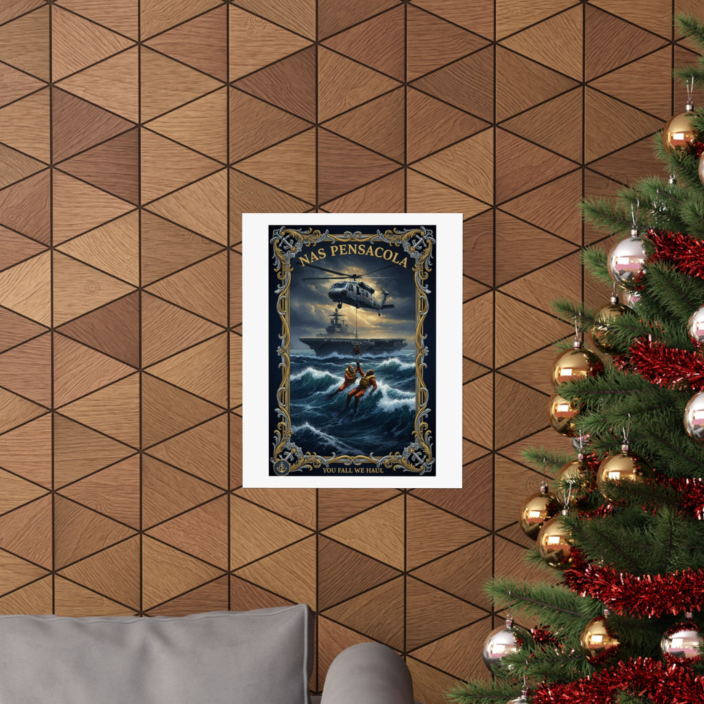 NAS Pensacola Rescue Poster — Matte Vertical Military Wall Art