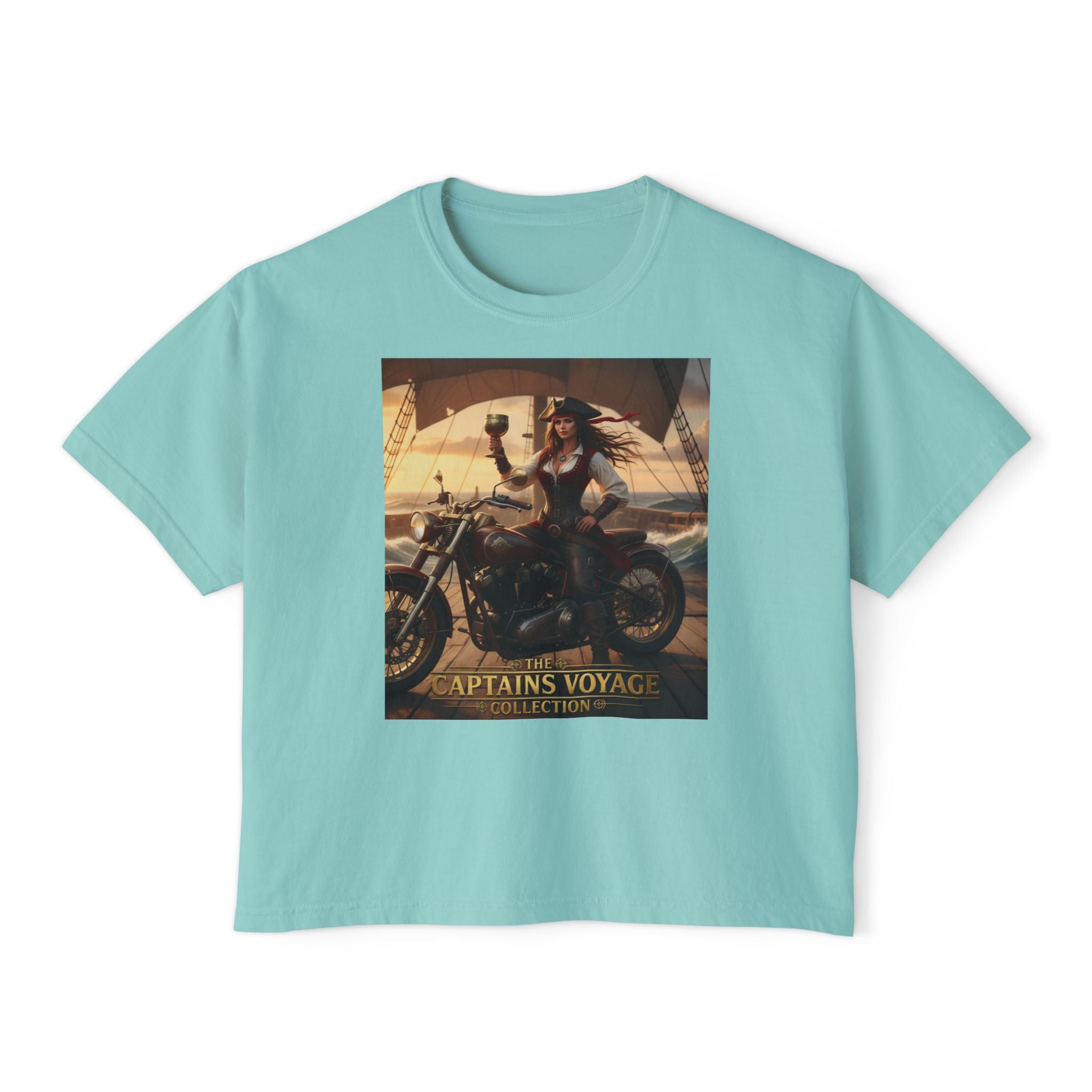 Boxy Tee — Captains Voyage Vintage Motorcycle & Sailing Graphic