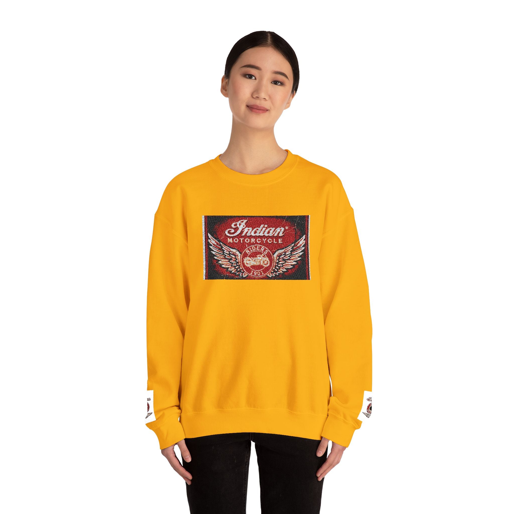 Vintage Motorcycle Crewneck Sweatshirt — 'Indian Motorcycles' Winged Logo