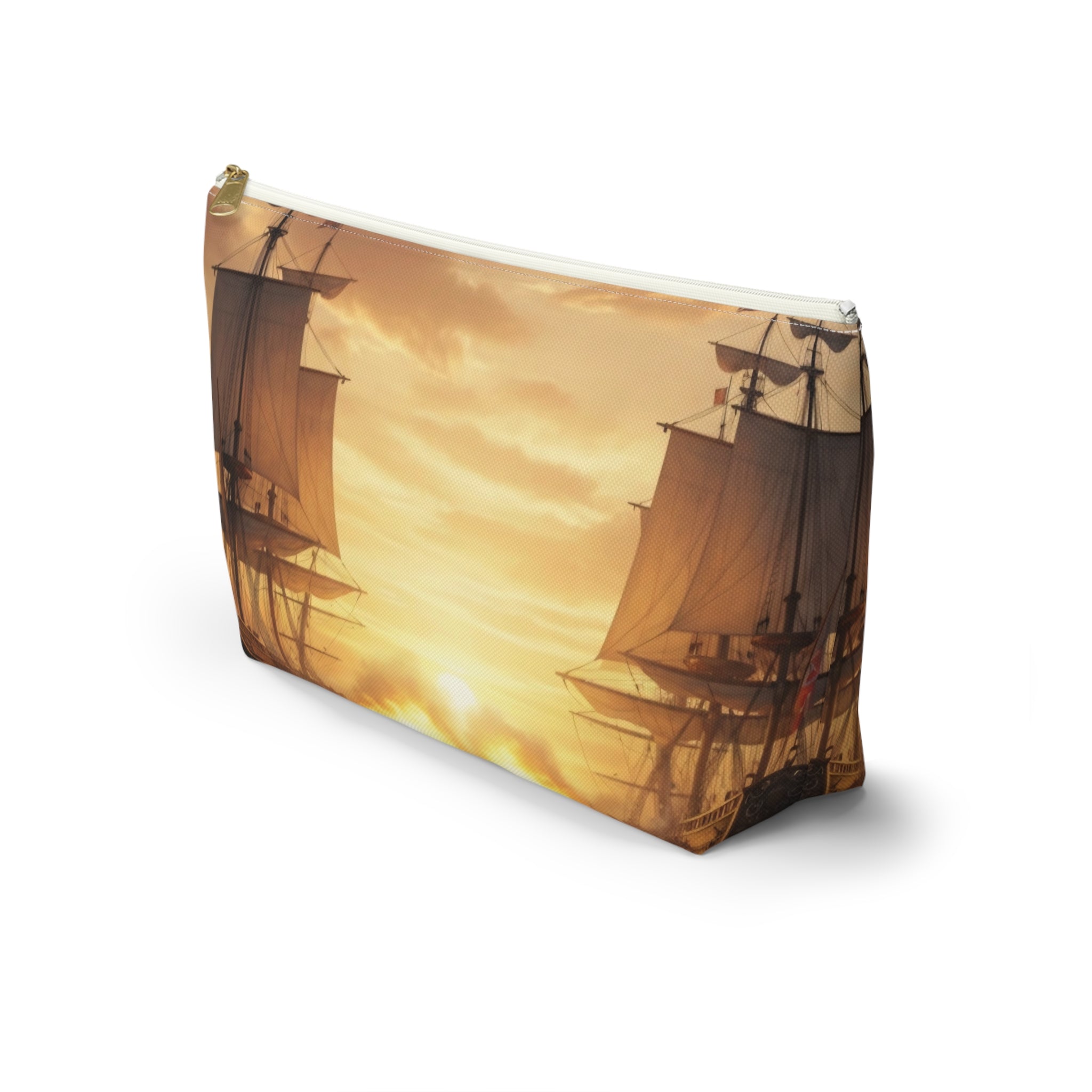Vintage Naval Battle Accessory Pouch — Sunset Warship Makeup Bag
