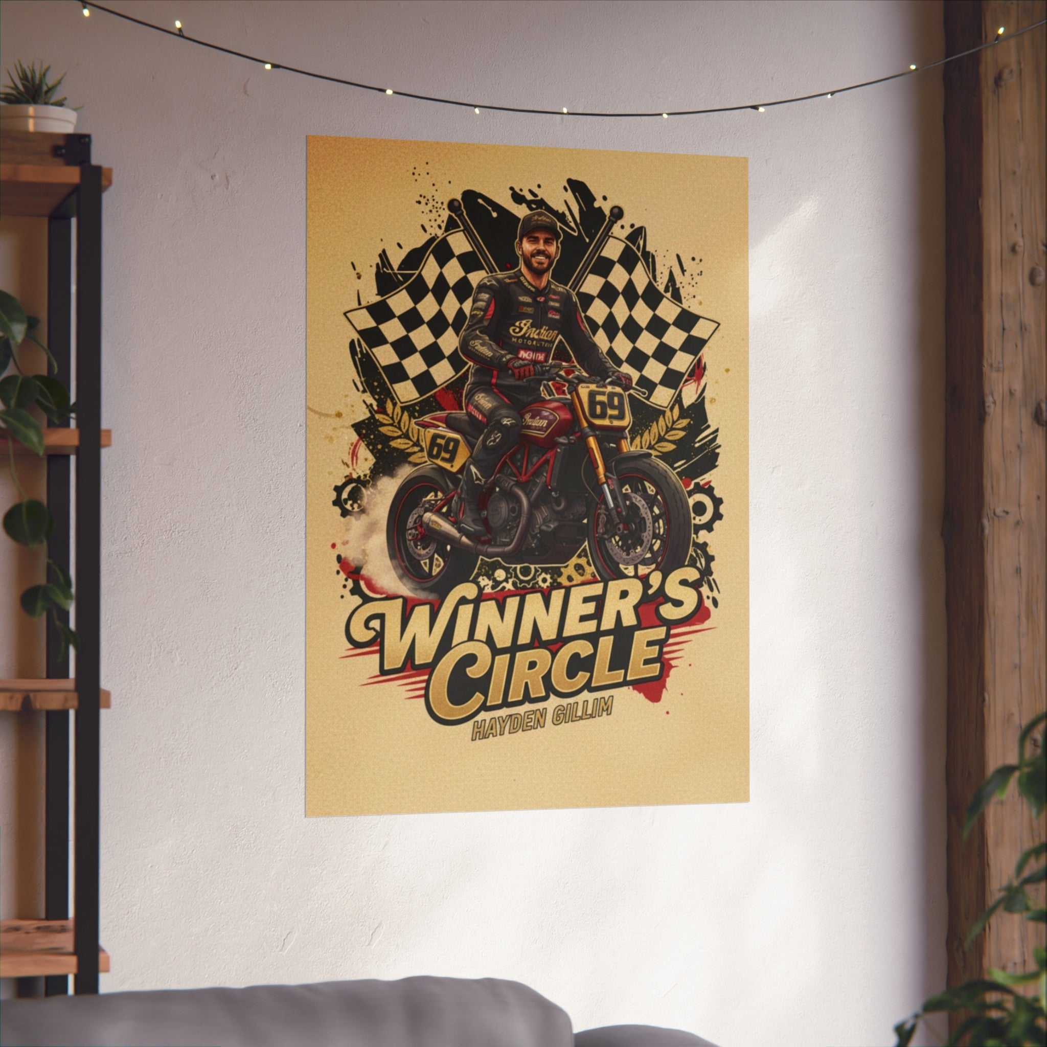 Winner's Circle Motorcycle Poster — Vintage Racing Fine Art Print