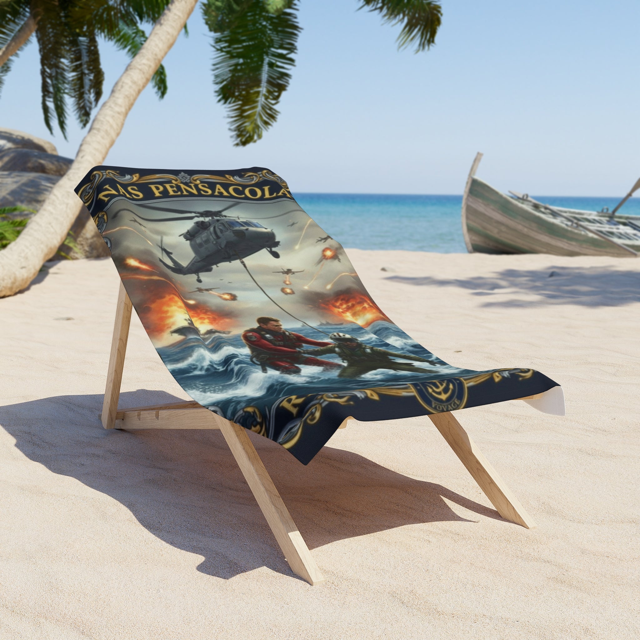 Navy Rescue Swimmers Beach Towel — NAS Pensacola Search & Rescue Design