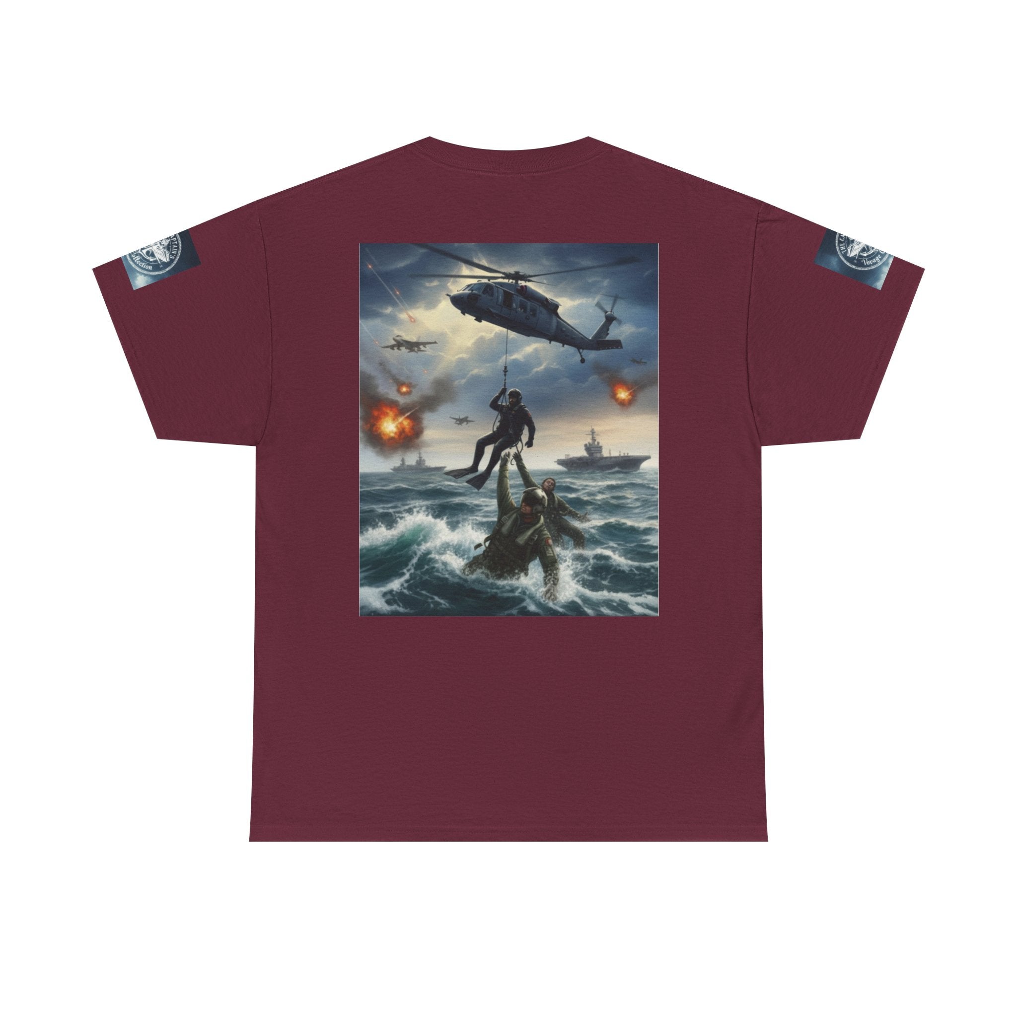 Navy Search & Rescue Graphic Tee — SAR Helicopter Rescue Scene