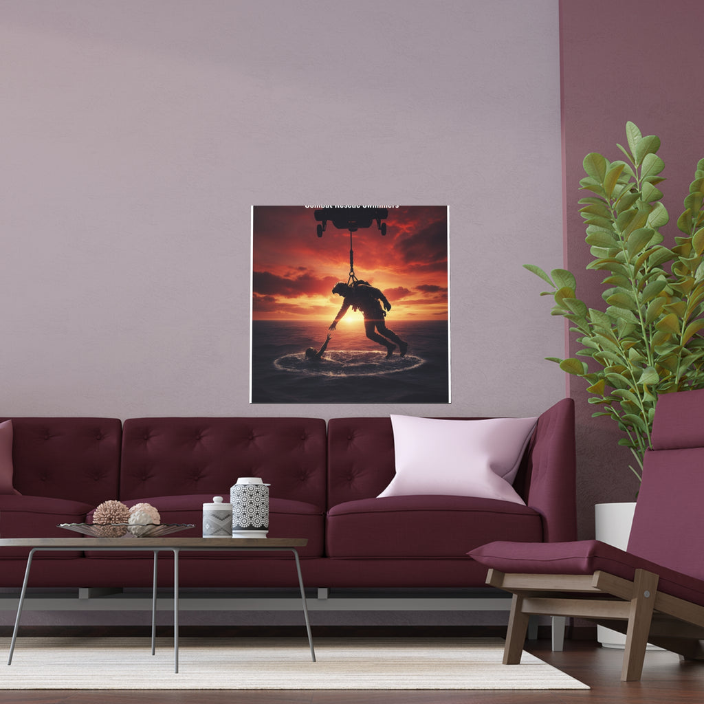 Navy SAR Combat Rescue Swimmers Silk Poster – Military Helicopter Rescue Wall Art