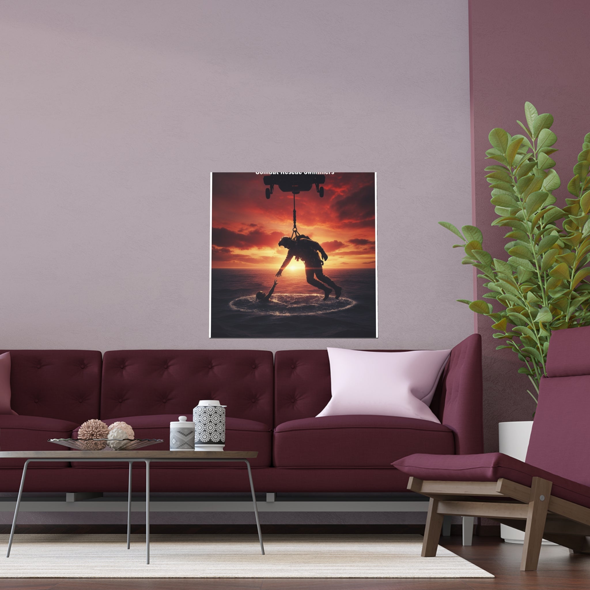 Navy SAR Combat Rescue Swimmers Silk Poster – Military Helicopter Rescue Wall Art