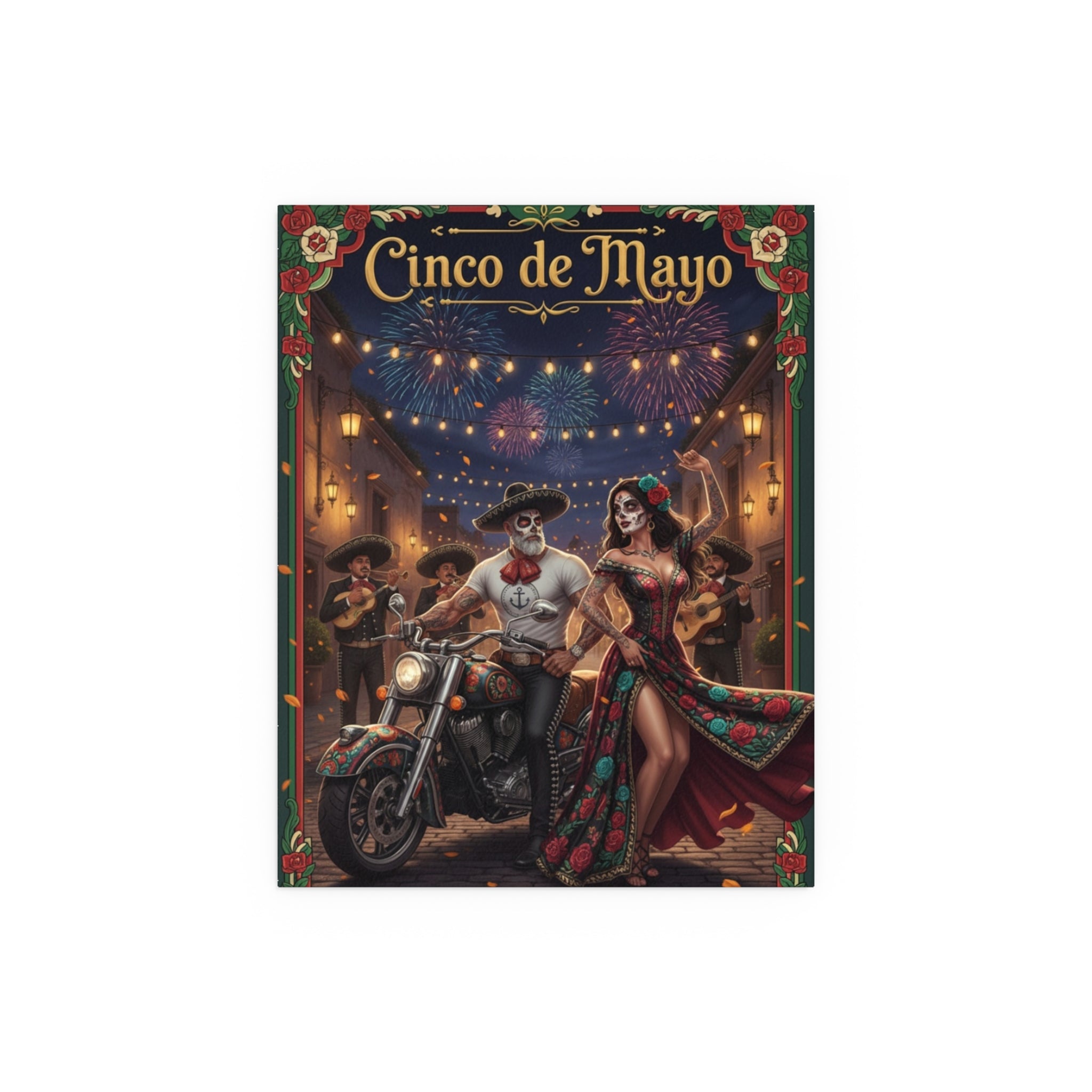Day of the Dead Biker Silk Poster — Outdoor/Indoor Dia de los Muertos Wall Art
